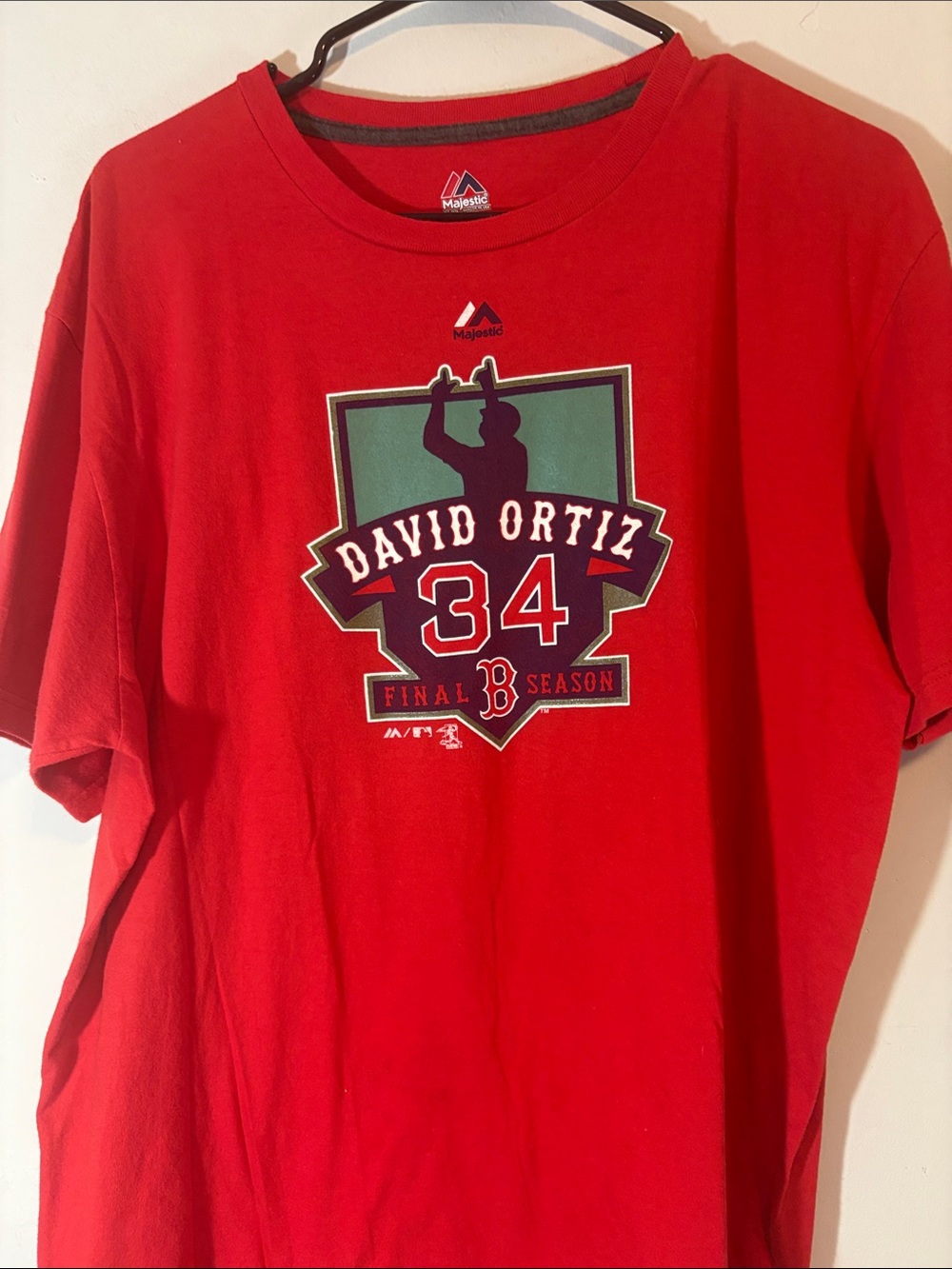 Majestic 2015 Red David Ortiz Big Papi 34 Short-Sleeve Graphic T Red Sox Boston